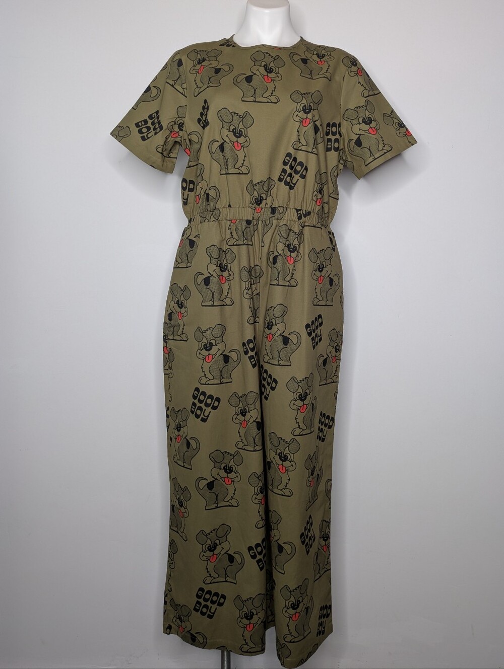 Lazy Oaf Green Good Boy Cartoon Dog Streetwear Kitsch Unique Cotton Jumpsuit 14 - Picture 1 of 9